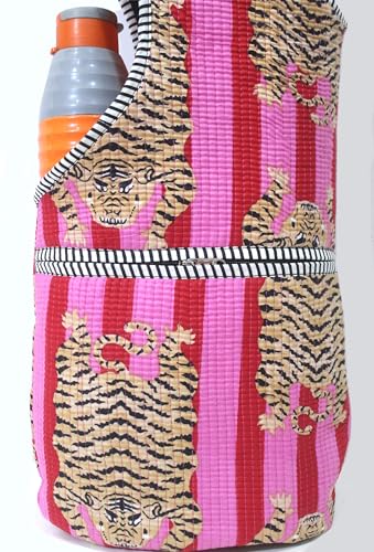INDIAN CRAFT CASTLE Yoga Mat Bag | Tote Mat Bag | Sling Yoga Tote w/Large Side Pocket & Zipper Pocket | Yoga Mat Carrier Fits Most Size Mats - color: Pink Red