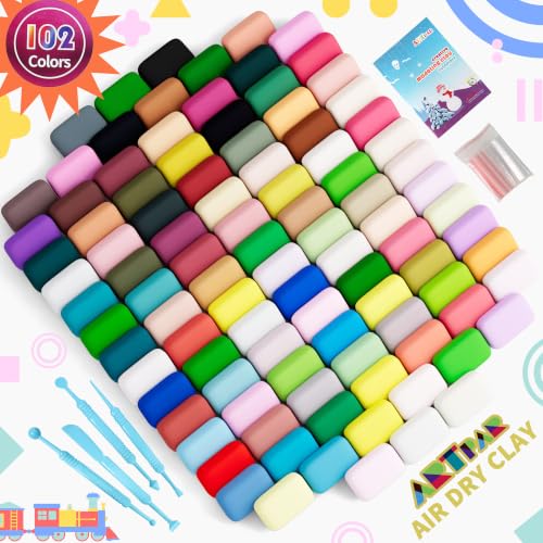 ARTPAR Air Dry Clay 102 Colors,Modeling Magic Clay for Kids Bulk Craft Kit | DIY Art and Crafts Molding Clay Sculpting Set,Soft & Non-Sticky,Classroom Activities,Creative Gifts for Boys & Girls Age 3-12 - color: 102 Colors