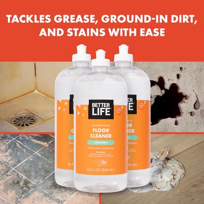 Better Life Floor Cleaner - Liquid Multipurpose Cleaner for Wood, Tile, Laminate, Vinyl, Bamboo - Hardwood Floor Cleaner for Mopping - Citrus Mint 32oz - size: 32 Fl Oz (Pack of 1)