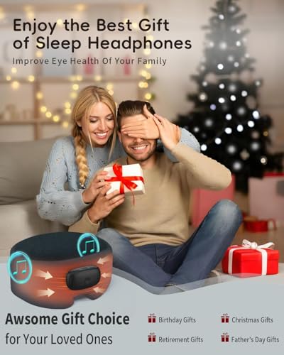 Heated Eye Masks for Dry Eyes with Bluetooth 6.0 Headphones - 3 Heat Levels, Memory Function, Soft Fabric Sleep Mask for Eye Strain & Migraine Relief - Unisex Dark Gray - color: Dark Gray