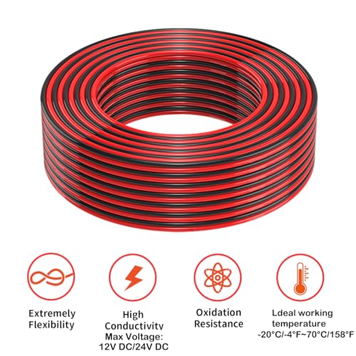 14 Gauge 2 Conductors 150FT Electrical Wire | Red Black Cable - size: 150FT, style: 14GAUGE
