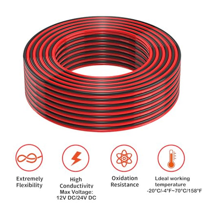14 Gauge 2 Conductors 150FT Electrical Wire | Red Black Cable - size: 150FT, style: 14GAUGE