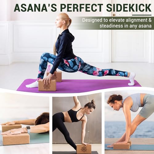 Outus 2 Pcs Yoga Accessories Cork Yoga Blocks Set 2 Cork Fascia Balls 5 Gray Gradient Series Resistance Bands 2 Black Socks and Balck Stretching Strap for Women Pilates, Stretching and Toning