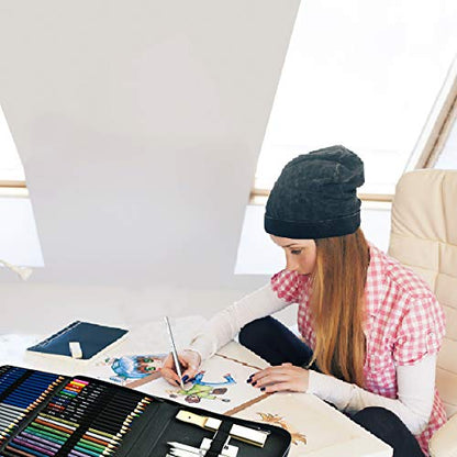 H & B 72PCS Drawing Pencils Set Sketching Kit, Art Supplies with Sketchbook | All-in-One Pro Art Kit with Travel Case - Perfect for Artists Adults Beginners to Draw, Shade, Blend & Color - Ready to Use