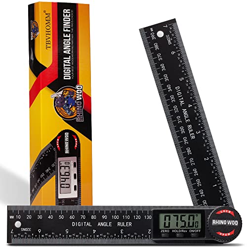 Digital Angle Finder Protractor, Angle Measuring Tool for Woodworking/Carpenter/Construction/Handmade Measurement，Angle Finder Ruler with 7inch/200mm(2 Batteries Included) (Enhanced ABS)