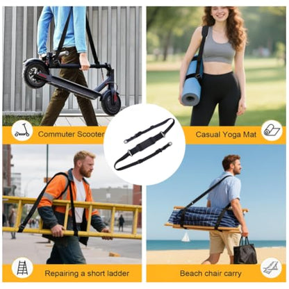 GORGECRAFT Black Scooter Padded Shoulder Strap 61 Inch to 98.4 Inch Adjustable Beach Chair Carry Strap with Plastic Buckle for Balance Bikes Foldable Fishing Seat Yoga Mat Outdoor Convenient Carrying