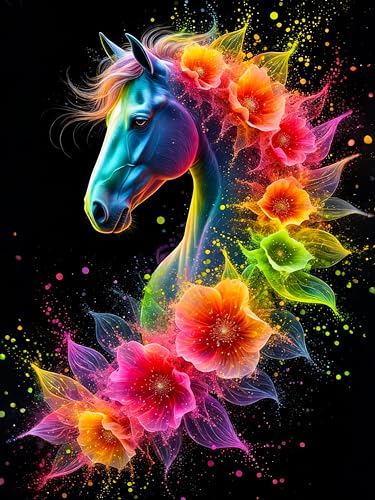 Okarina Diamond Art Kits for Adults & Beginners, Horse Diamond Painting Kit | 5D Full Drill Gem Art with Animal, Round Diamond Dots, Home Wall Decor & Gift, 12 x 16 Inch - color: HMDPUS-26104