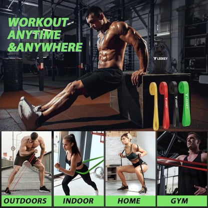 LEEKEY Resistance Bands for Pull Up Assist, Exercise & Workout Bands Set - color: 5-85LBS COLOR+Grip