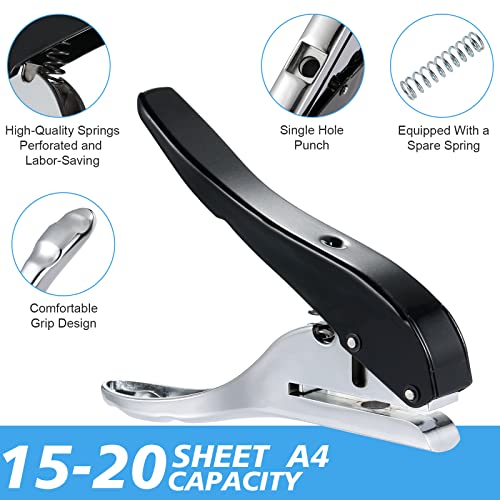 Heavy Duty Single Hole Punch - Portable Hand Held for Paper, Cards, Plastic & Cardboard (10MM Black) - color: 10MM BLACK