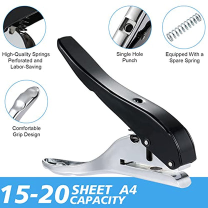 Heavy Duty Single Hole Punch - Portable Hand Held for Paper, Cards, Plastic & Cardboard (10MM Black) - color: 10MM BLACK