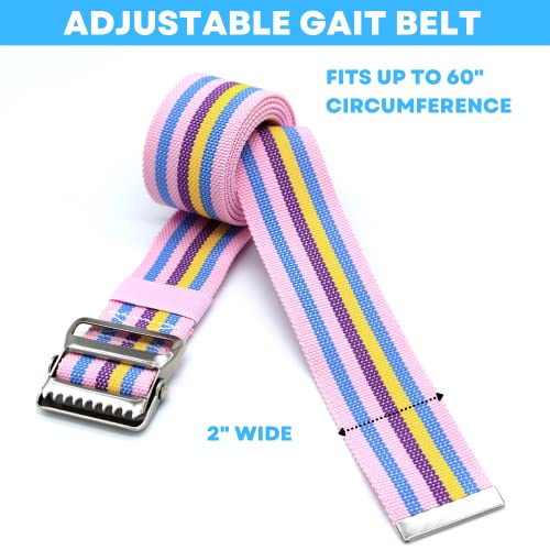 LiftAid Transfer and Gait Belt 60 Inch with Metal Buckle and Loop - Walking, Standing and Transfer Assist Aid for Seniors, Elderly Patients, Caregiver, Nurse, Therapist (Rainbow) - color: Rainbow