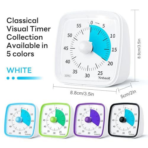 Yunbaoit Visual Timer with Night Light, 60 Minute Countdown, Light White - color: Light White