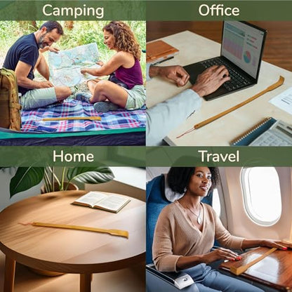 BambooMN 16.5 Inch Traditional Thin Travel Size Bamboo Wooden Back Scratcher Body Relaxation Massager Set for Itching Relief, 20 Units - color: Travel Size, size: 20 Units