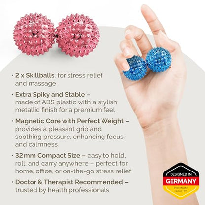 2X Spiky DBT Skill Balls | 1.25 inch | Magnetic Stress Relief Balls | Spiky Massage Balls for Relaxation, Tension Release, Focus & Mobility (Rose Gold) - color: Rose Gold, size: 1.25 Inch