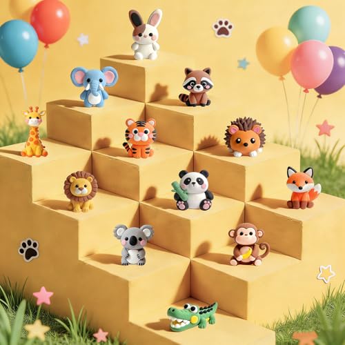 Air Dry Clay Kit - 12 Animal Modeling Clay for Kids, Complete DIY Clay Craft Set with Sculpting Tools & Step-by-Step Tutorials, Ultra Soft & Non-Sticky Clay, Children's Day Gift Ideas - color: Clay Animals kit