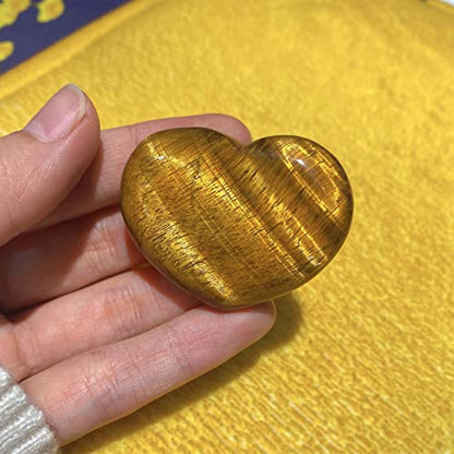 QINJIEJIE 1.8" Large Heart Crystal Love Stone Tigers Eye Healing Crystals - color: Z - 1.8" Large - Tigers Eye Crystals