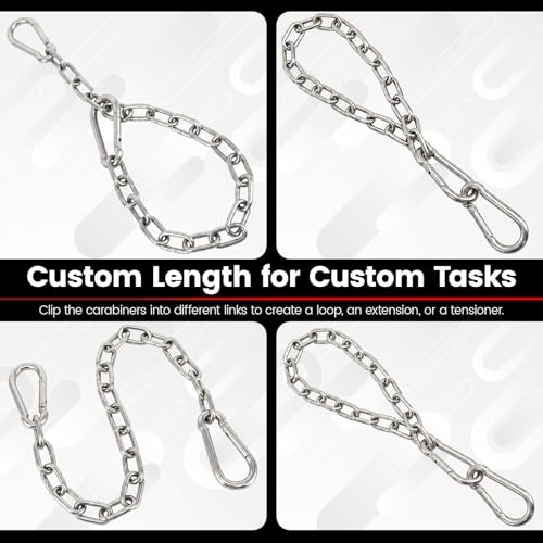 sprookber 25" Hanging Swing Chain,1000 lb Capacity,6 mm 304 Stainless Steel - color: Silver, size: 2 PACK 25inch