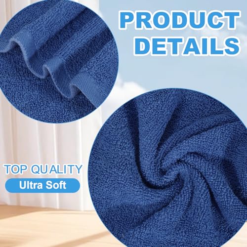 Washcloths Set, 12-Pack Cotton Wash Cloths, 12x12 Inch Blue - color: Blue 12 Pack