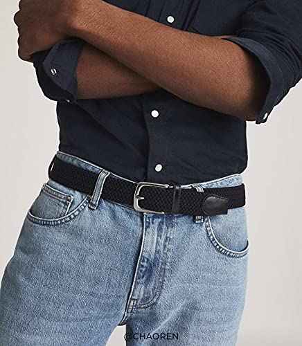 CHAOREN Stretch Belt for Men - Elastic Belt for Golf & Casual Wear - color: Gun / Black, size: 30"-34" Waist Adjustable