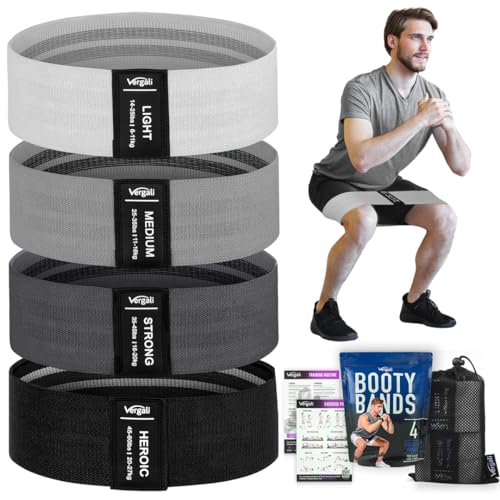 Resistance Bands for Working Out with Workout Bands Guide. 4 Booty Bands for Women Men Fabric Elastic Bands for Exercise Bands Resistance Bands for Legs Bands for Working Out Hip Thigh Glute Bands Set - color: Cream, Grey, Black