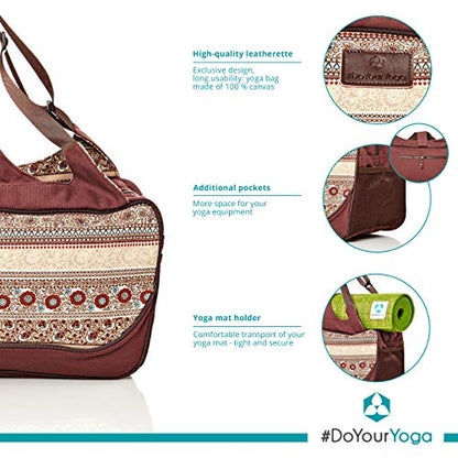#DoYourYoga Full-Zip Extra Large Yoga Mat Tote Bag with Multi-Functional Storage Pockets for Sports Gym Pilates »Vimalaa« - color: BrownStyle