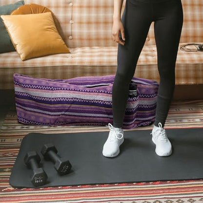 Large Yoga Mat Bag Yoga Bags and Carriers Fits All You Stuff Yoga Tote Bag with Yoga Mat Strap, Elastic Pockets and Zipper Pockets - color: purple pink