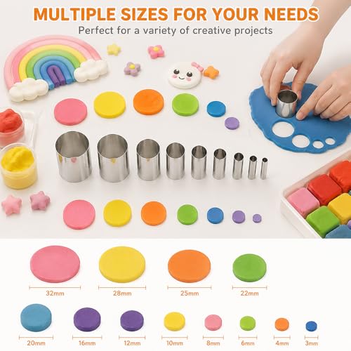 18PCS Clay Cutter Tools Acrylic Roller and Sheet Round Clay Cutter Plastic Scraper Needle Detail Wire Texture Tool for Polymer Clay Sculpting Shaping Pottery Ceramic Modeling DIY Craft
