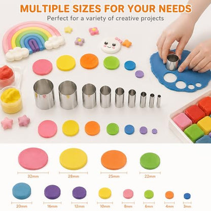 18PCS Clay Cutter Tools Acrylic Roller and Sheet Round Clay Cutter Plastic Scraper Needle Detail Wire Texture Tool for Polymer Clay Sculpting Shaping Pottery Ceramic Modeling DIY Craft