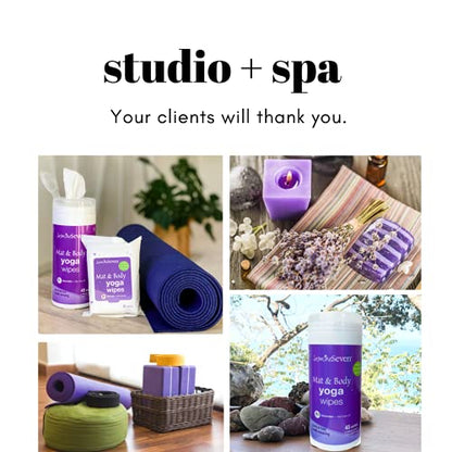 Yoga Wipes for Body and Mat - Natural Lavender and Tea Tree - 45 Wipes in Resealable Canister - by Jasmine Seven