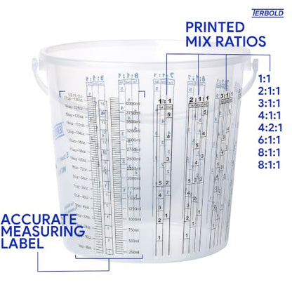 Paint Mixing Cups | 5 Quart Disposable Plastic Measuring Cups for Automotive Paint, Epoxy, Resin, Art (Pack of 10)