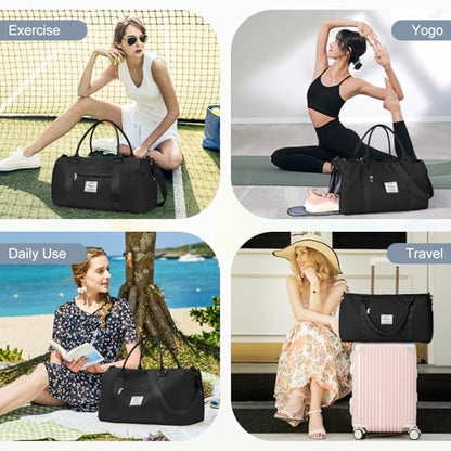 Gym Bag for Women Men with Shoes Compartment Sports Duffle Bag Personal item travel Duffel Bags Small Carry on Weekender Overnight Tote Bags Workout Dance Bags Hospital Holdalls Black - color: A2-Black