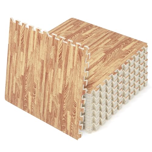 Tangkula 25 Tiles Foam Flooring Mats with Border, 100 SQ FT EVA Interlocking Exercise Foam Mats for Exercise Equipment, Elastic Puzzle Play Mats, 3/8” Thick Non-Slip Workout Floor Mats for Home Gym - size: 100 sq.ft