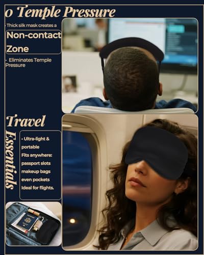 3D Silk Sleep Mask, Eye Pillow for Insomnia Relief (Black, Deluxe-Gift-Box Edition)