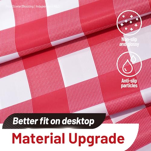 Plastic Table Cloth, 110 Ft X 54 In Plastic Table Cover Gingham Tablecloth | Red and White Checkered Tablecloth Roll with Cutter PEVA Plastic Table Cloth Disposable for Backyard BBQ, Gathering, Buffet - color: Red Checkered, size: 1320" x 54" (Rectangular