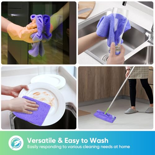HOMEXCEL Purple Microfiber Cleaning Cloth, Microfiber Towels for Car,12 PK | Lint Free Cleaning Rags for Household & Kitchen, Car Wash Towels for Detailing Drying, Scratch-Free, 11.5"X 11.5" - color: Purple