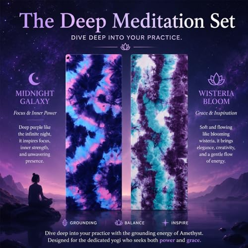 Eunzel Non Slip Hot Yoga Mat Towel with Grip Dots, 72" x 24" - color: Z- Purple & Blue/Green & Purple(2 Pack ), size: 72" x 24"