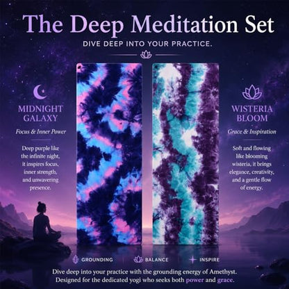Eunzel Non Slip Hot Yoga Mat Towel with Grip Dots, 72" x 24" - color: Z- Purple & Blue/Green & Purple(2 Pack ), size: 72" x 24"