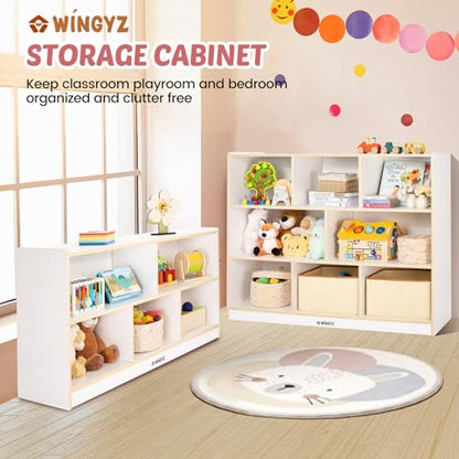 WINGYZ Montessori Shelf, 5-Section Wooden Storage Cabinet, FSC Safety 45" L - size: 43.3"D x 12"W x 24"H