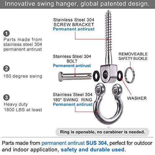 SELEWARE Heavy Duty Swing Hanger, 2 Pack Porch Swing Hardware - color: U (5 inch, 2 Pack)