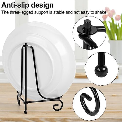 4 Pack Plate Stands For Display,Plate Holder 6 '',Picture Frame Stand of Metal,Frame and Artworks,Small Easel for Book,Tabletop Art,Picture,Photo Platter,black (21ZSJ0001)