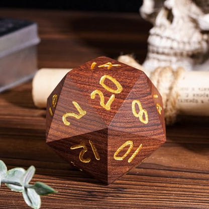 50mm Large D20 Dice Red Sandalwood 20 Sided Dice for Tabletop Games - color: D20 Red Sandalwood