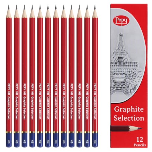 Pepy Graphite Professional Drawing Pencils - Set of 12 HB Pre-Sharpened Black Lead Pencils; Perfect for Drawing, Sketching and Shading, Graphic and Fine Art - style: Set of 12 - HB