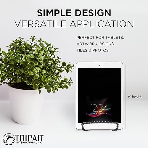 Tripar Decorative Twisted Wire Stand, Black Display (6 Inch Depth) Tabletop Easel Sleek & Modern Look - Perfect for Books, Plates, Photos & More - color: Black, size: 6 Inch