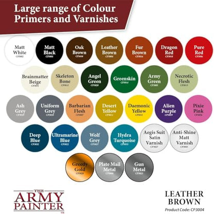 The Army Painter, Colour Primer Leather Brown, 400 ml acrylic spray | Spray Paint Basecoat for Miniature Model Undercoat Priming, Plastic Wargames, DnD & Warhammer - color: Leather Brown