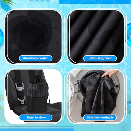 Hahafelt 2 Pack Car Seat Towel Cover with Storage Bag, Black Leopard | 63 x 32 in Car Towel Seat Cover Non Slip Waterproof, Gym Workout Swimming Running, Machine Washable Sweat Absorbent Protector - style: Black Leopard