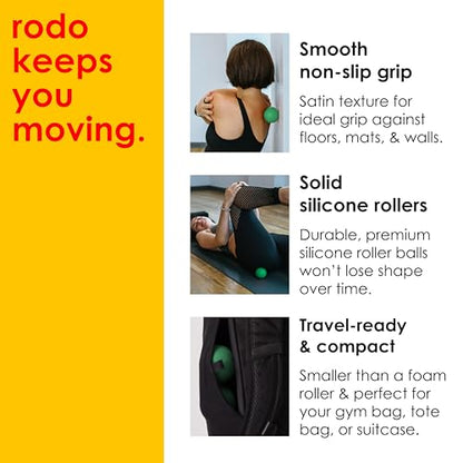 Rodo 2-in-1 Medium Peanut & Lacrosse Ball Roller | Deep Tissue Massage Tool for Fascia, Plantar Fasciitis, Hips & Back | Mobility & Recovery Roller | Compact, Travel-Friendly, Pilates & Therapy Ready - color: Green
