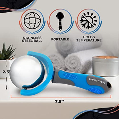 PRIME Fitness Cold Massage Roller Ball | Cold Therapy | Ice Roller Ball with Handle | cryo Stick | Relieve Muscle Pain (Blue) - color: Blue