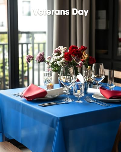 Pureegg Plastic Table Cloth Disposable 8 Pack 54 x 108 Inch, Blue | Graduation Party, Class of 2026, Leakproof & Sturdy, Blue, Tablecloth, Table Cover - color: Blue, size: 54" X 108" Rectangle