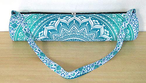 INDIAN CRAFT CASTLE ICC Yoga Mat Bag Carrier Full-Zip Exercise Yoga Mat Carry Bag for Women Men with Multi-Functional Storage Pockets and Adjustable Shoulder Strap 26X6 Inches - style: Green Ombre