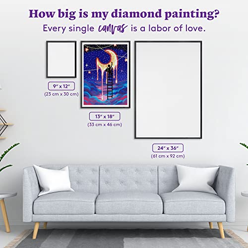DIAMOND ART CLUB Paint the Moon Diamond Art Kits for Adults | Premium Diamond Painting Kit, Fun DIY Crafts for Adults, Square Diamond Art Canvas, 13" x 18" (33 x 46 cm) - color: Paint the Moon